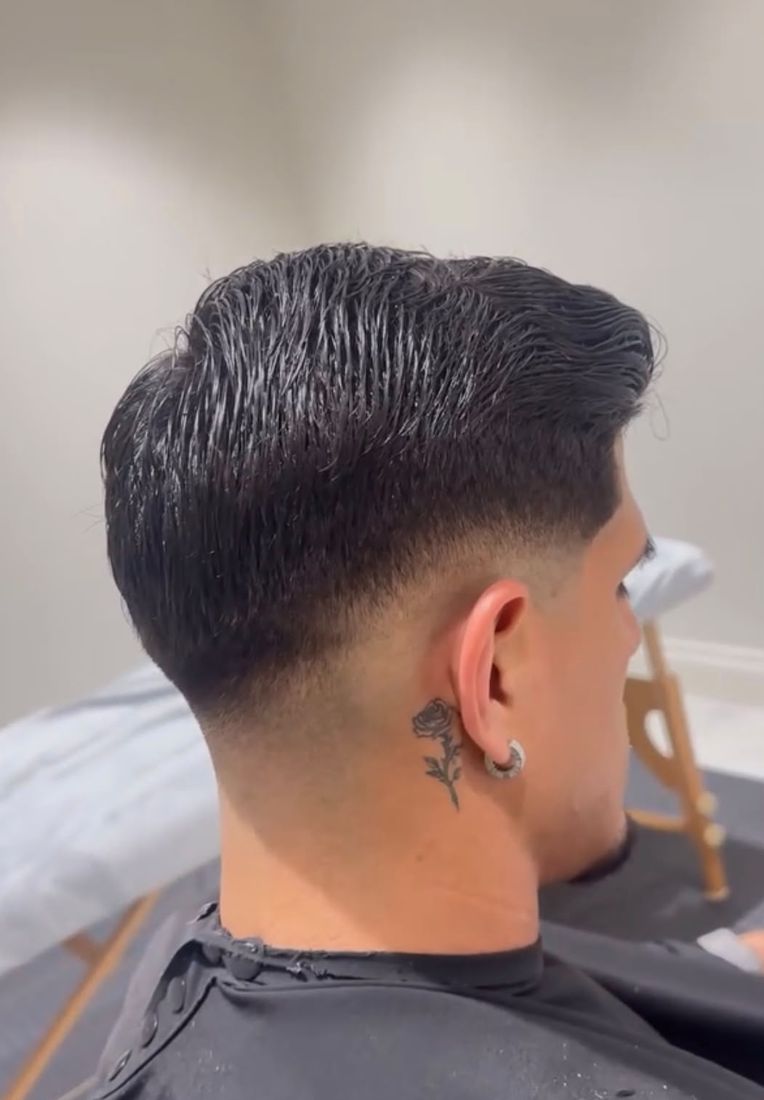 Slick back with drop fade